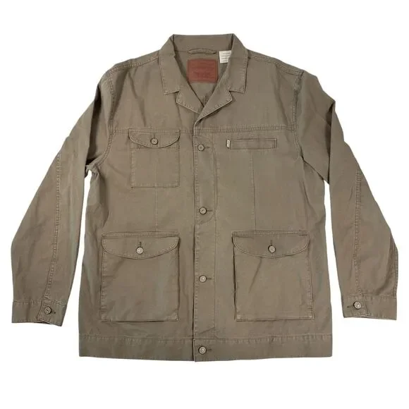 Levi's Men's XXL Field Jacket Olive Brown Canvas Utility Cargo Chore Coat Shell - Picture 1 of 10